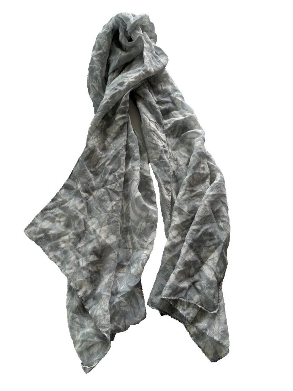 Saldarini Womens 100% Silk Made In Italy Grey White Scarf Soft Girl Feminine